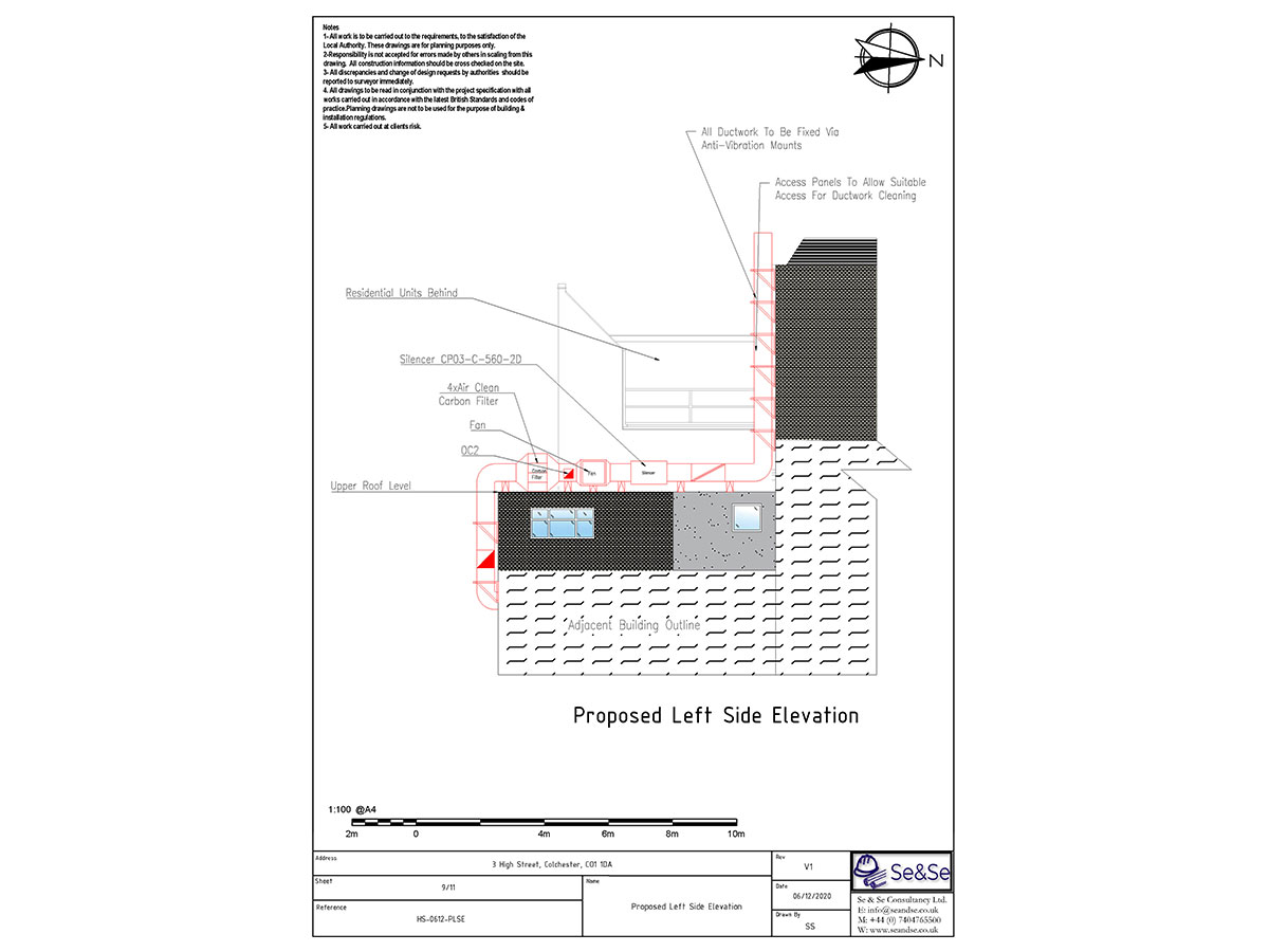 3 High Street, Colchester, CO1 1DA, United Kingdom, Planning Application, Proposed Left Side Elevation Architectural Drawing