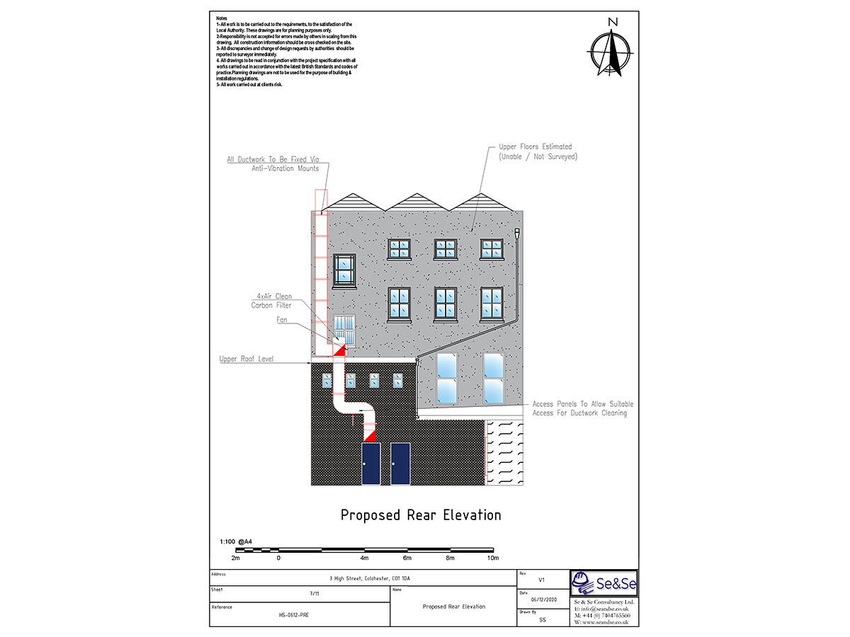3 High Street, Colchester, CO1 1DA, United Kingdom, Planning Application, Proposed Rear Elevation Architectural Drawing