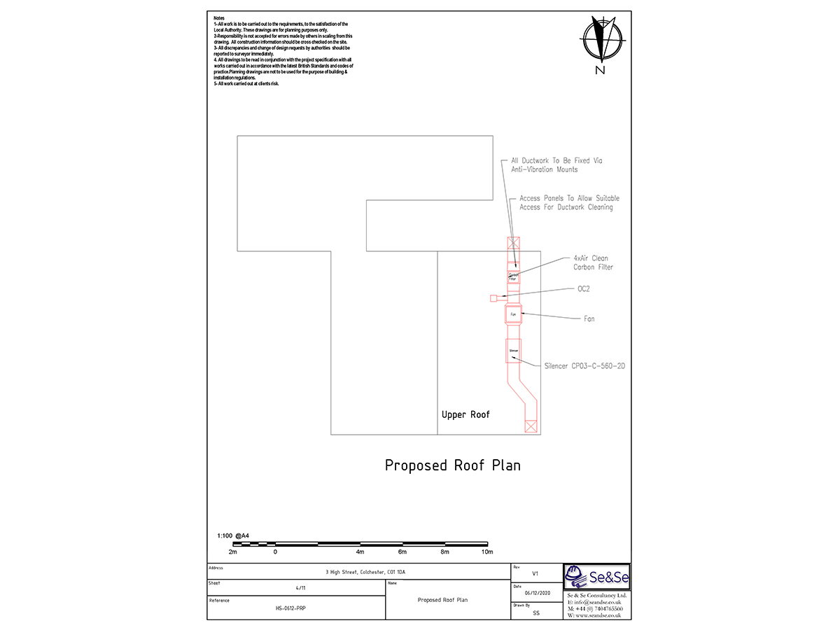 3 High Street, Colchester, CO1 1DA, United Kingdom, Planning Application, Proposed Roof Plan Architectural Drawing