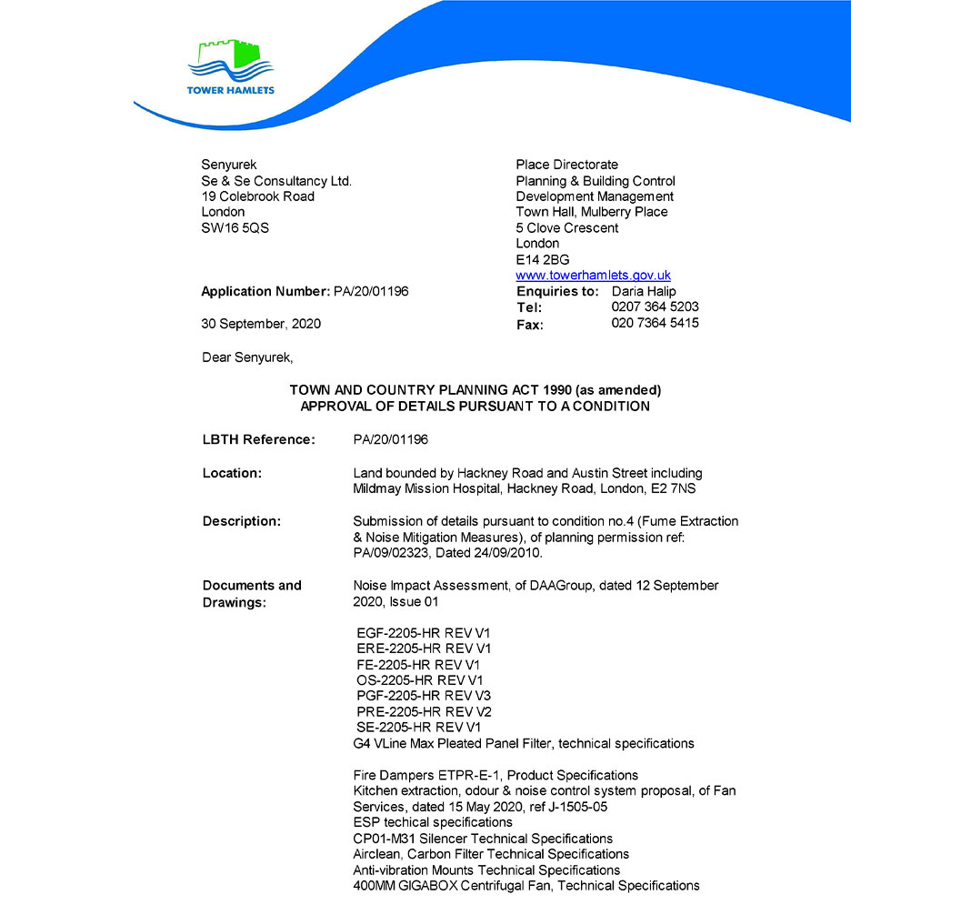 28 Hackney Road, London, E2 7NS, United Kingdom Planning Application Decision Notice