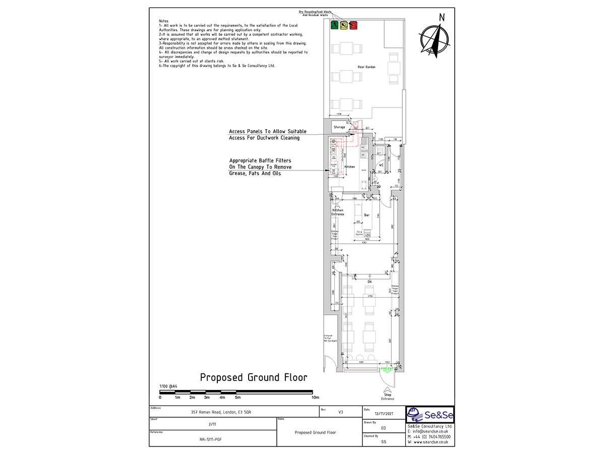 357 Roman Road, London, E3 5QR, United Kingdom, Extraction System Planning Application Proposed Ground Floor Plan- Tower Hamlets Council