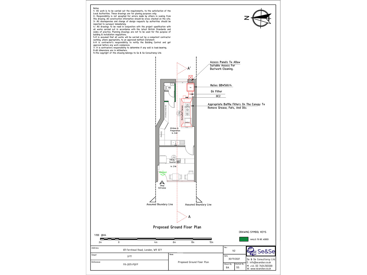 69 Fernhead Road, London, W9 3EY,United Kingdom Planning Application Proposed Ground Floor Plan Architectural Drawing