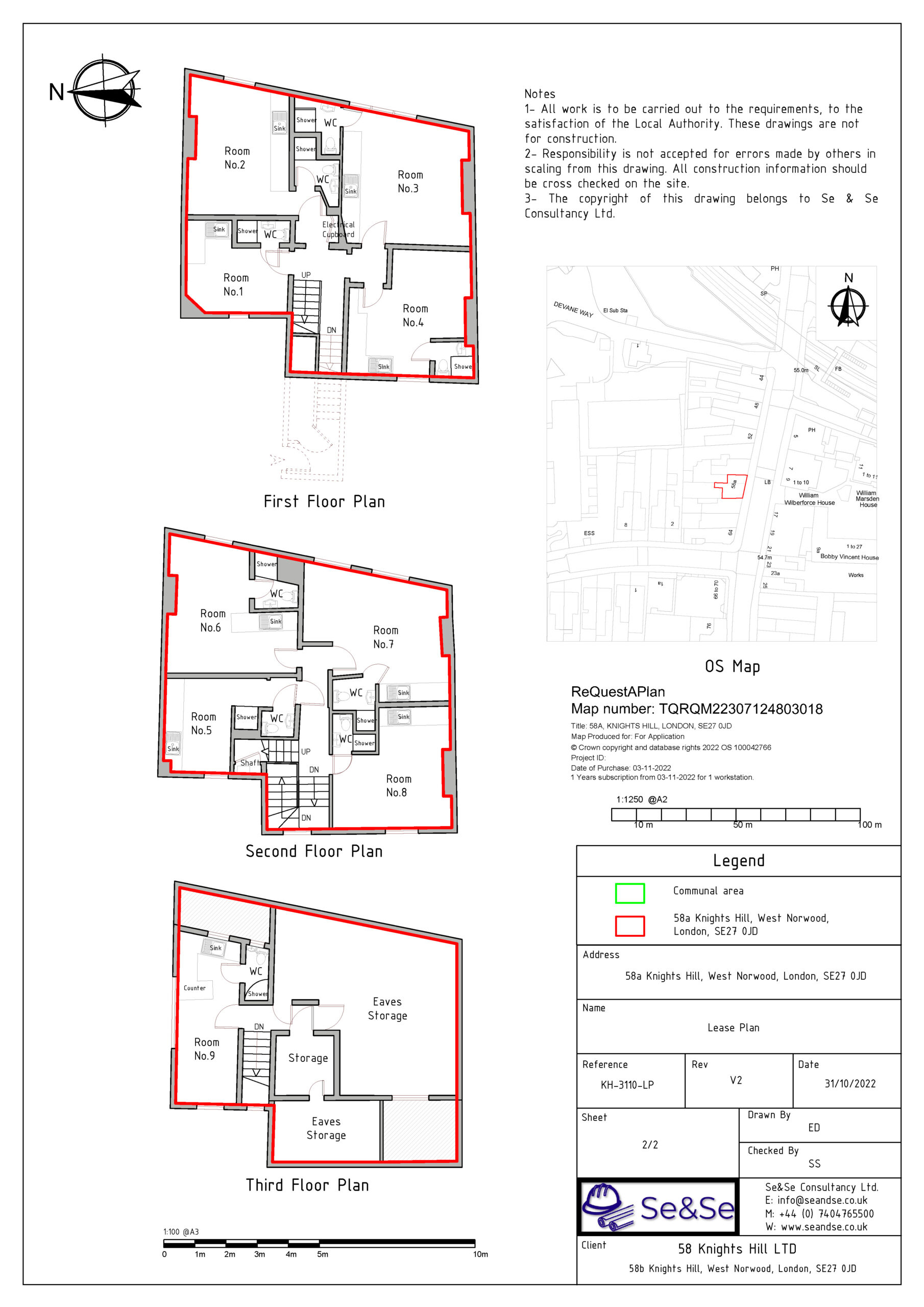 Lease plan of 58a Knights Hill, West Norwood, London, SE27 0JD