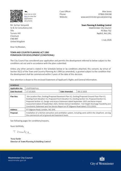 97 Edgware Road - Planning Application for the Installation of Extraction System